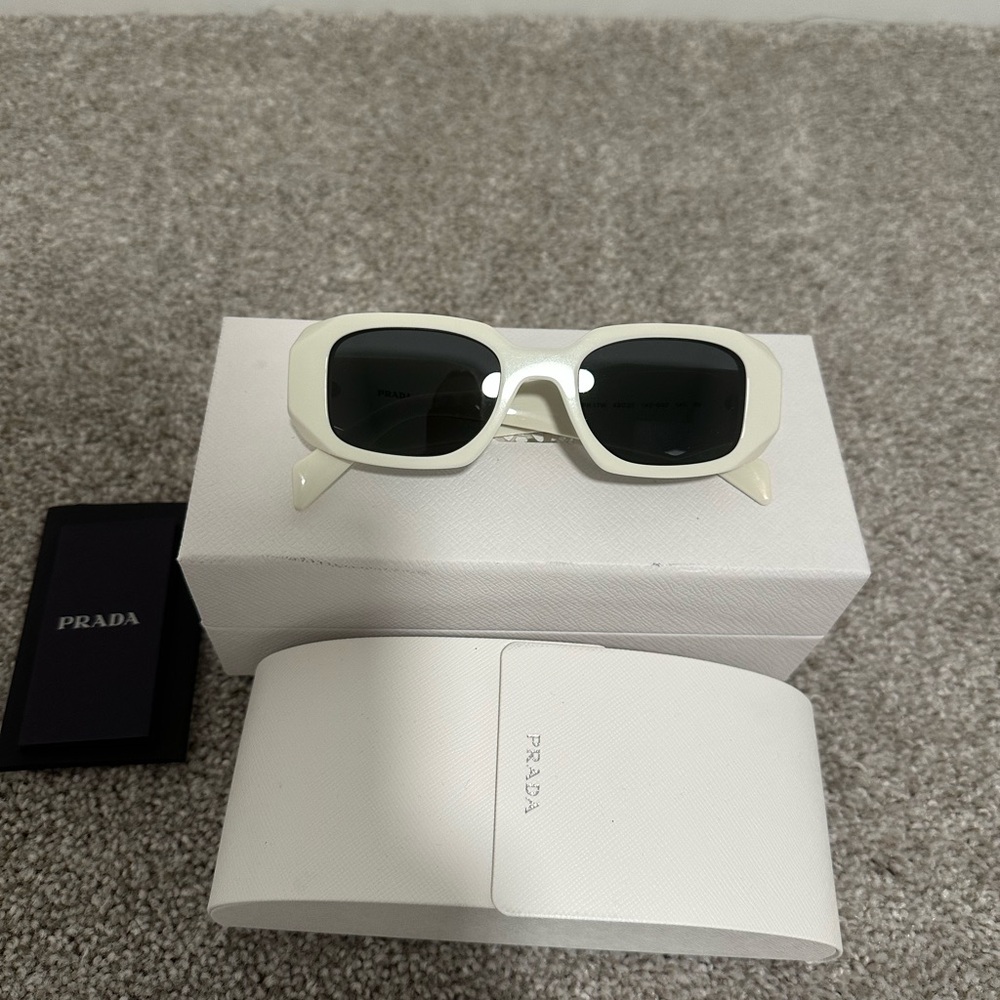 Prada White Rectangular Sunglasses - image 2